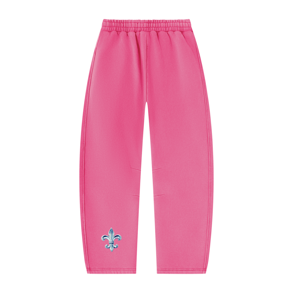 Sovereignty Double-S Barrel-Leg Sweatpants — Pink — back
