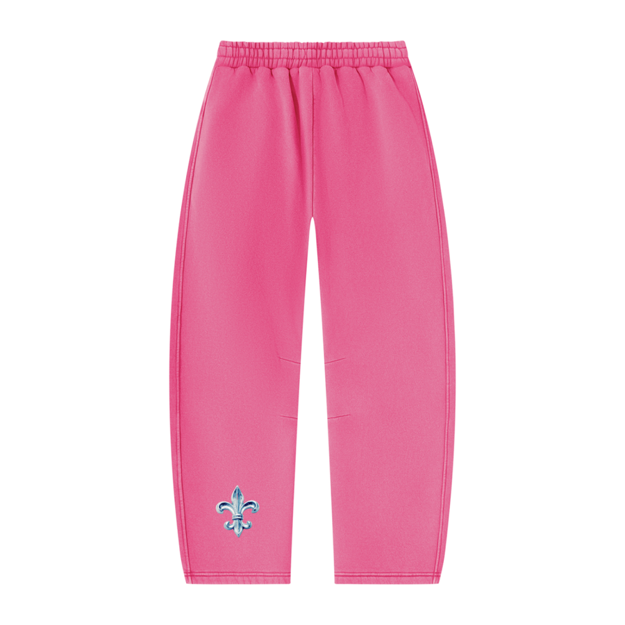 Sovereignty Double-S Barrel-Leg Sweatpants — Pink — back