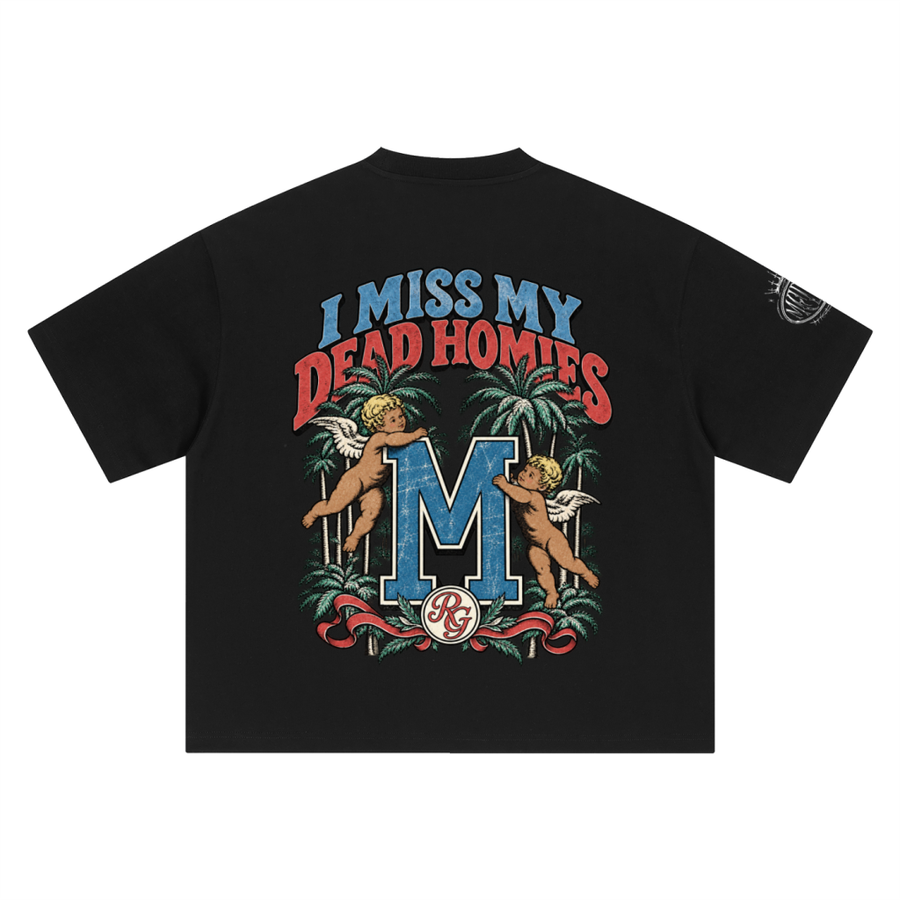 I Miss My Dead Homies Boxy Tee — Black — back