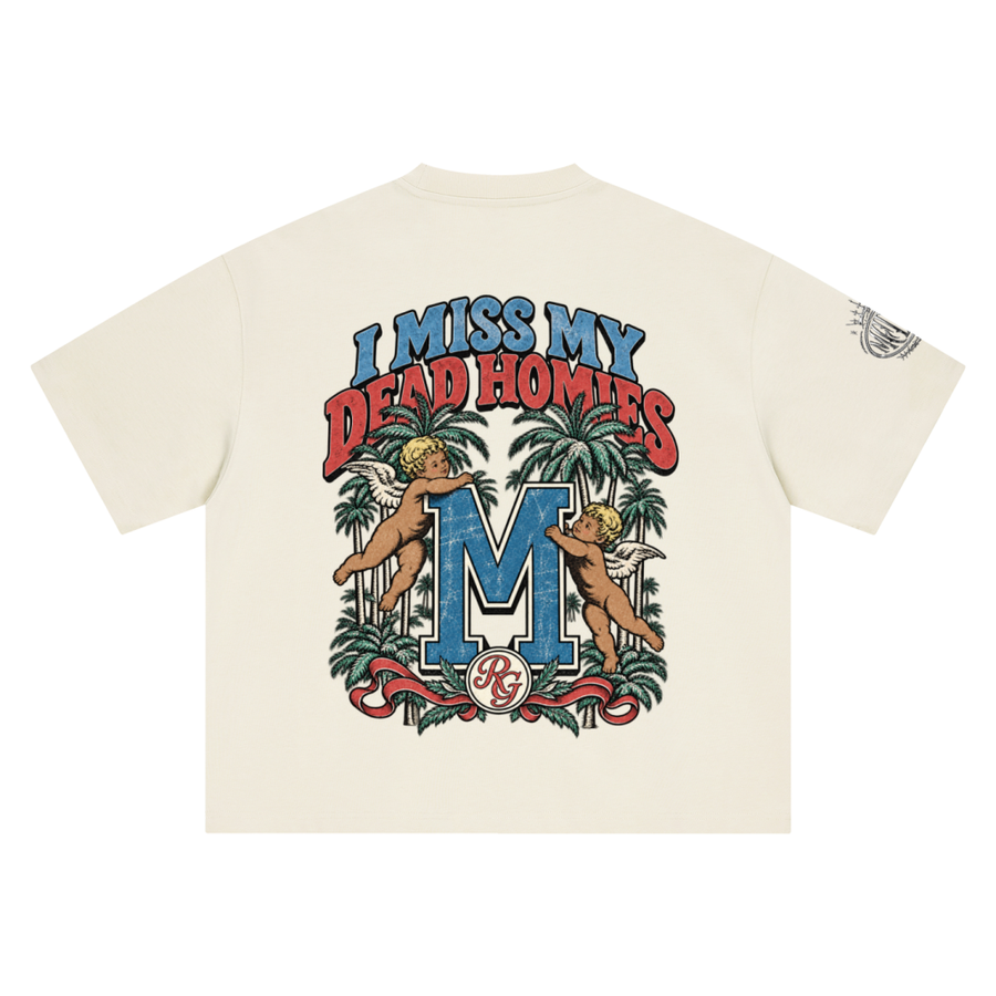 I Miss My Dead Homies Boxy Tee — Cream — back