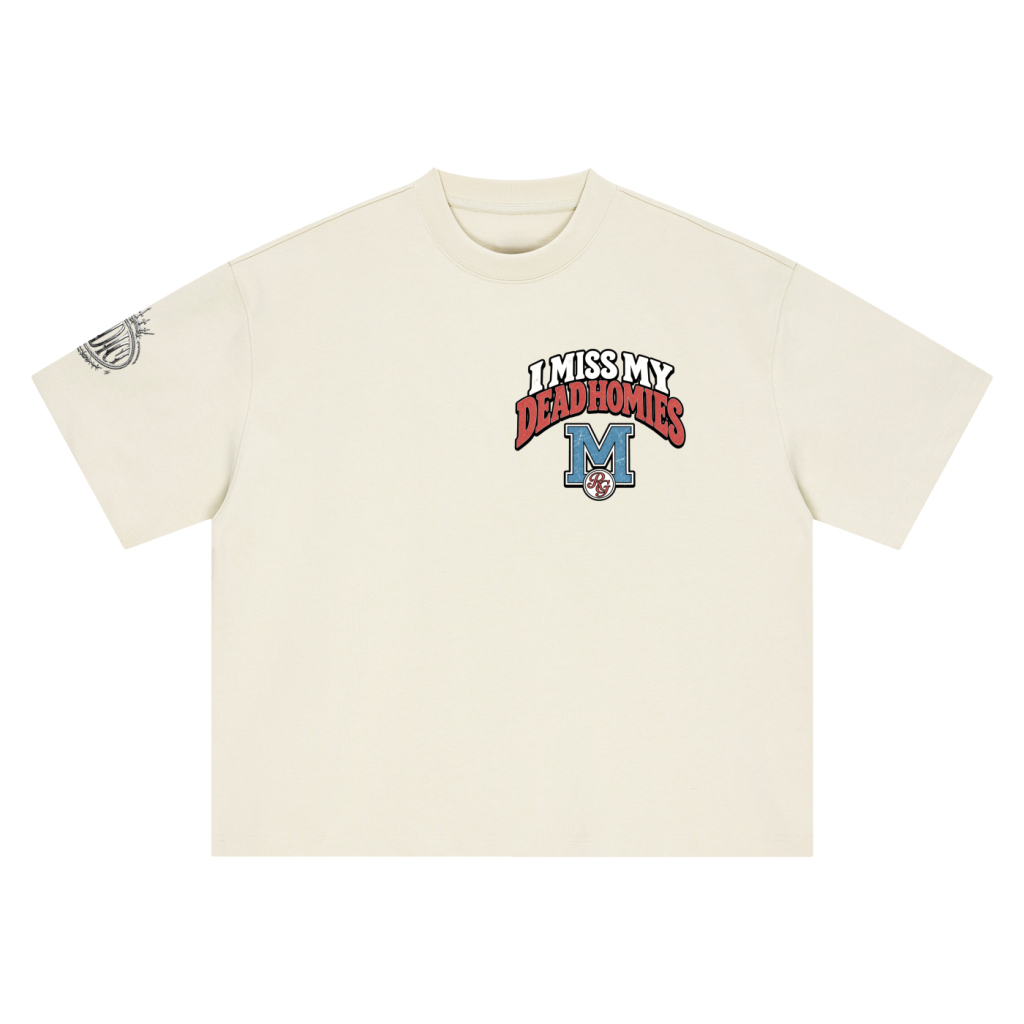 I Miss My Dead Homies Boxy Tee — Cream — front