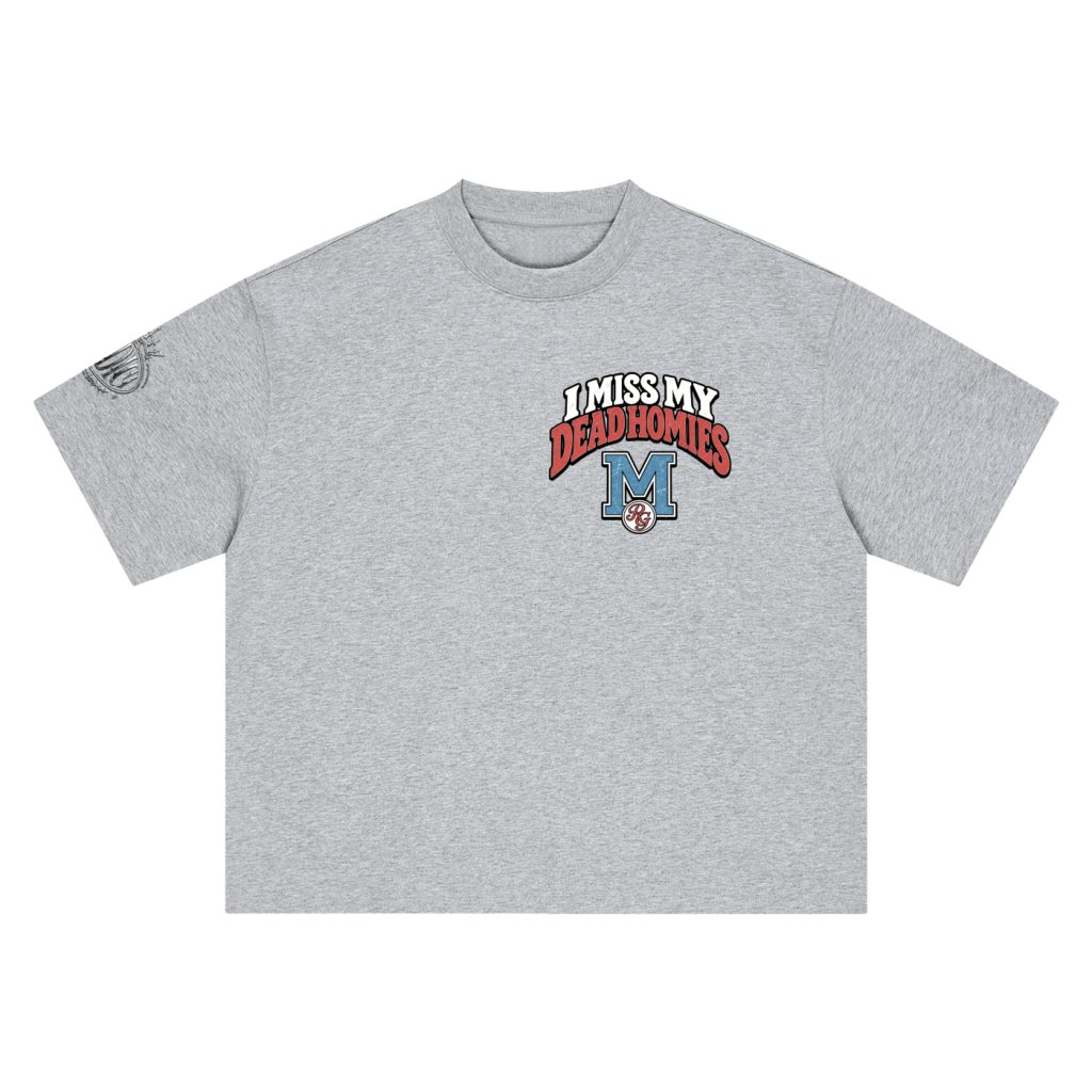 I Miss My Dead Homies Boxy Tee — Heather Gray — front