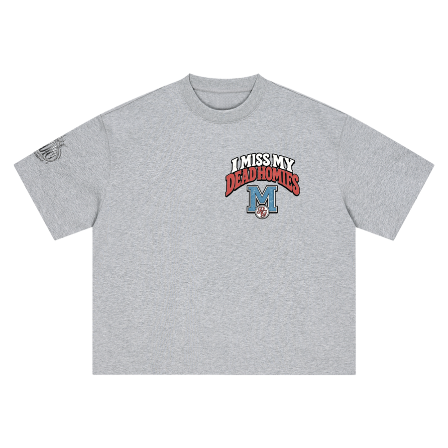 I Miss My Dead Homies Boxy Tee — Heather Gray — front