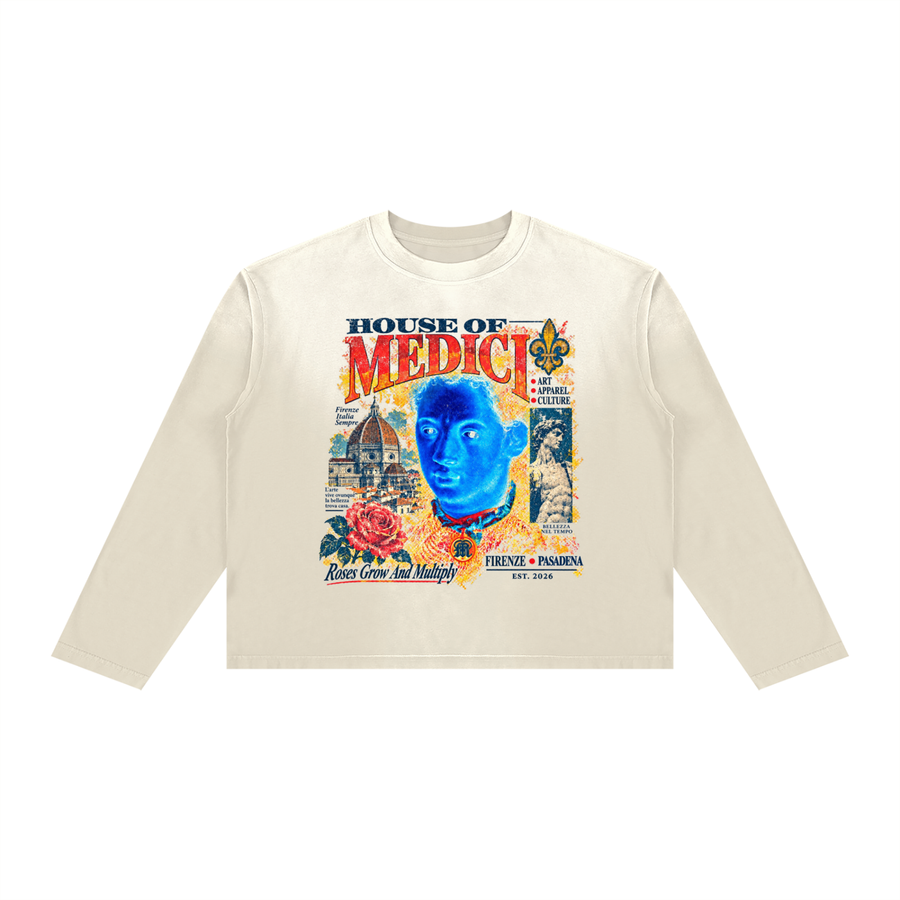 House of Medici Collage Boxy Long Sleeve — Cream — front
