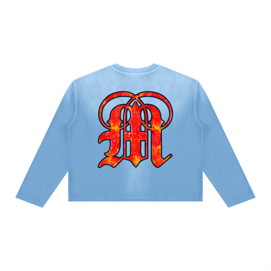 House of Medici Collage Boxy Long Sleeve — Light Blue — back