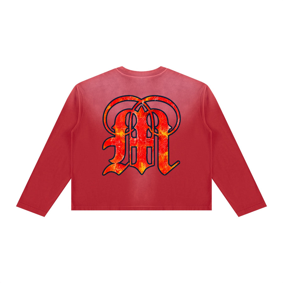 House of Medici Collage Boxy Long Sleeve — Red — back