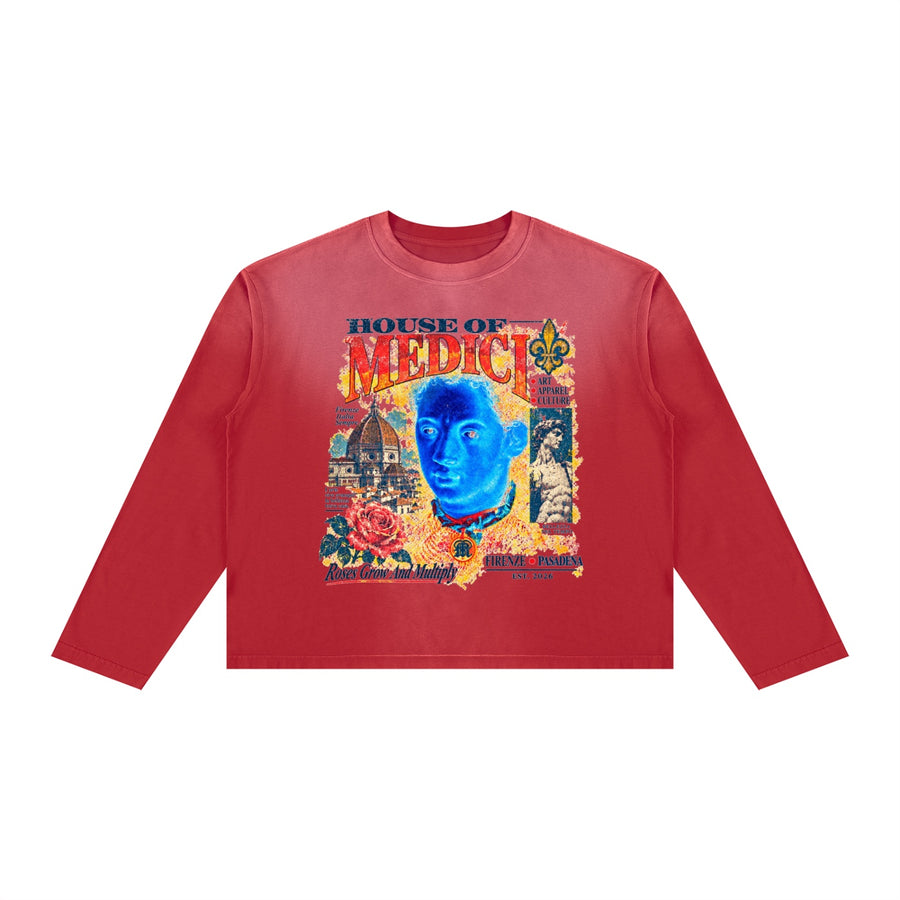 House of Medici Collage Boxy Long Sleeve — Red — front