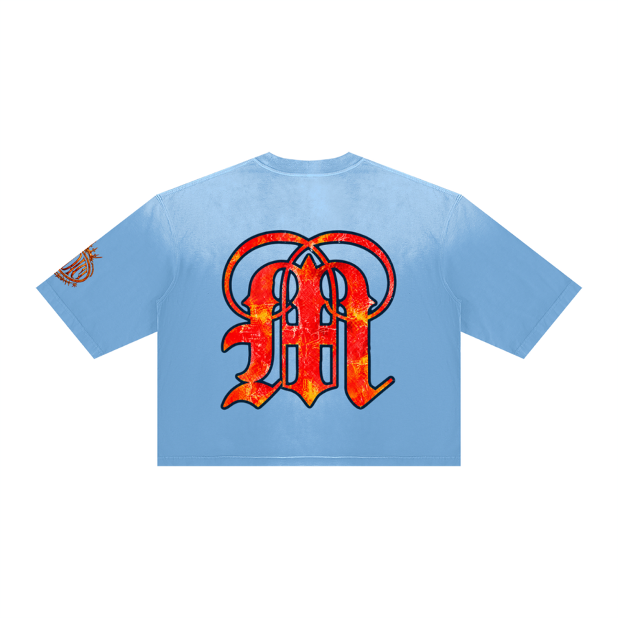 House of Medici Collage Boxy Tee — Light Blue — back