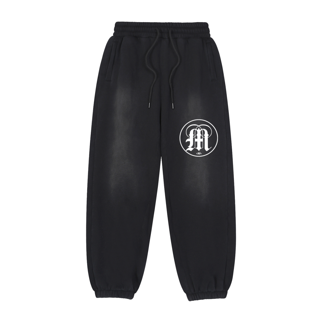Medici M Vintage-Wash Fleece Joggers — Black — front