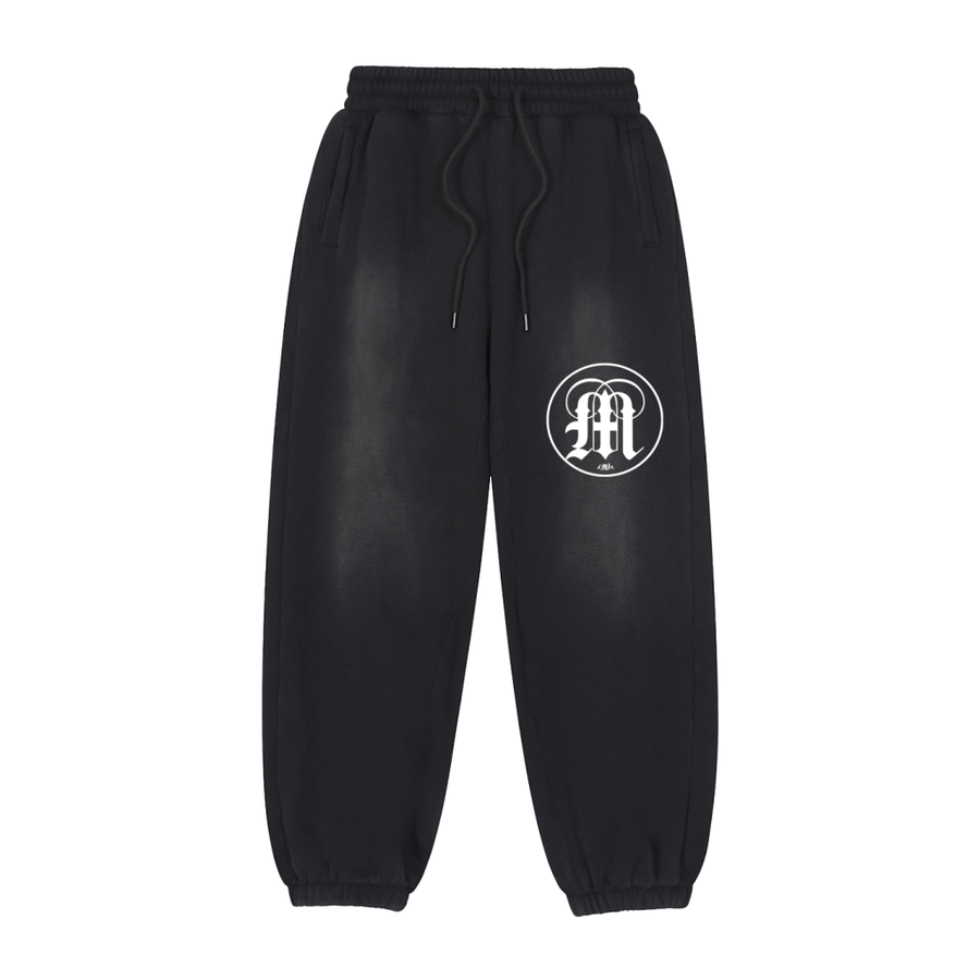 Medici M Vintage-Wash Fleece Joggers — Black — front