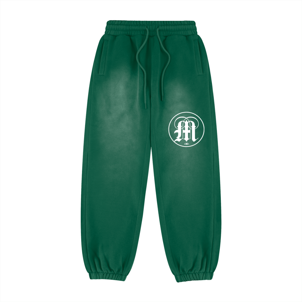 Medici M Vintage-Wash Fleece Joggers — Forest Green — front