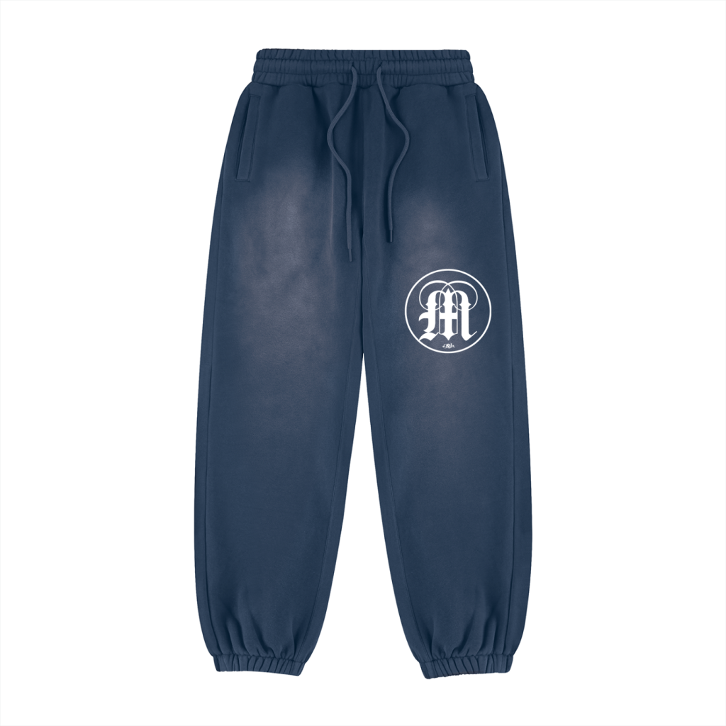 Medici M Vintage-Wash Fleece Joggers — Navy — front