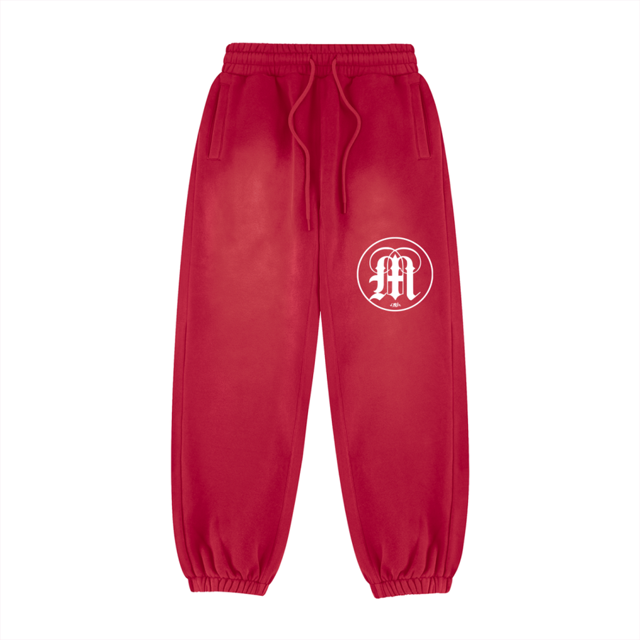 Medici M Vintage-Wash Fleece Joggers — Red — front