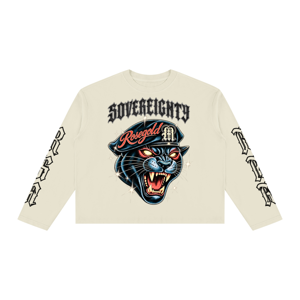 Sovereignty Panther Boxy Long Sleeve — Cream — front