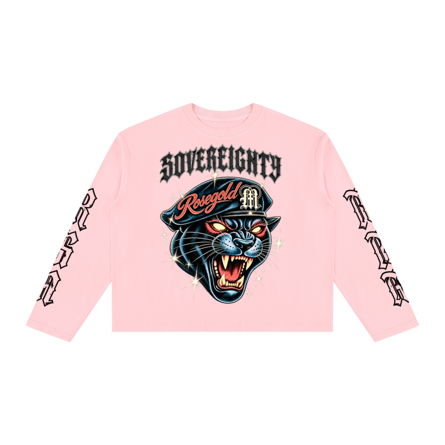 Sovereignty Panther Boxy Long Sleeve — Pink — front