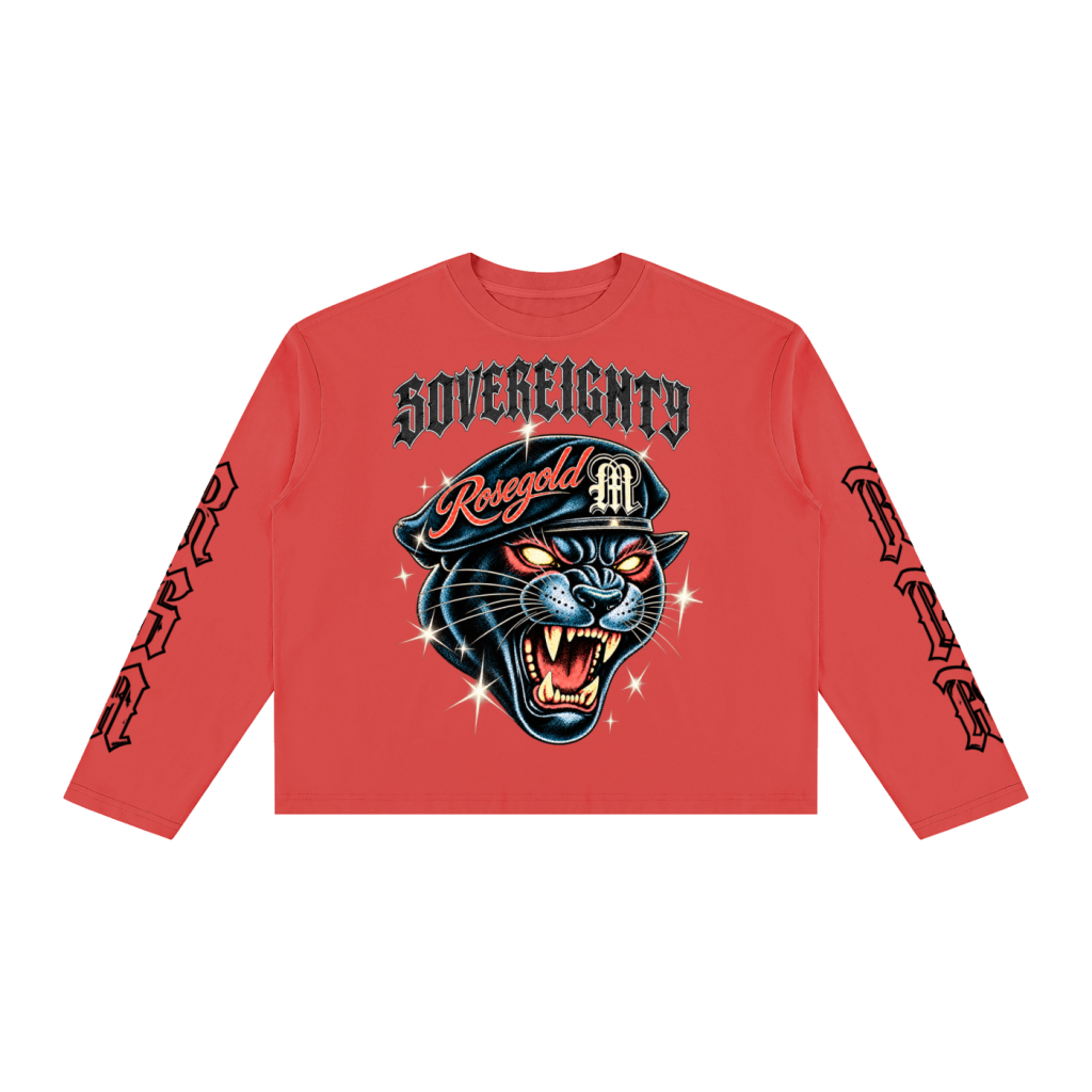 Sovereignty Panther Boxy Long Sleeve — Red — front