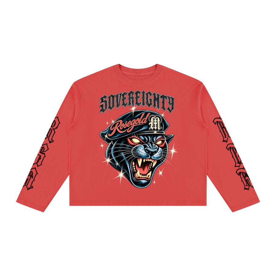 Sovereignty Panther Boxy Long Sleeve — Red — front