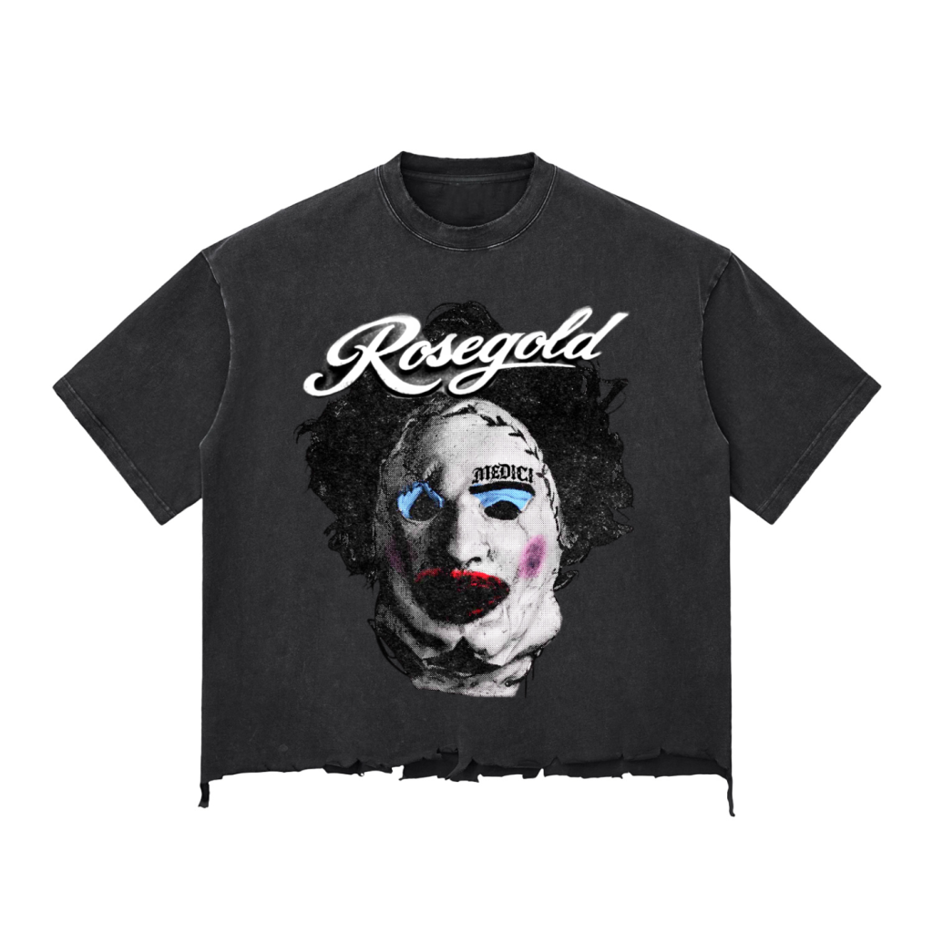 Who Will Survive Distressed Cropped Tee — Washed Black — front